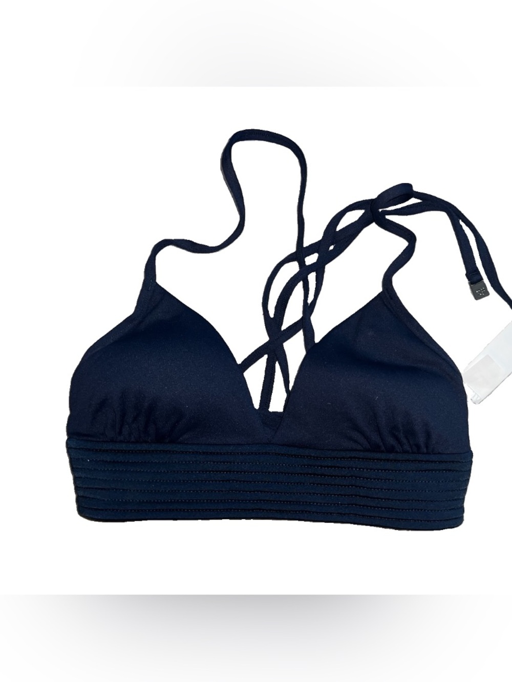 New Seafolly Quilted Fixed Tri Swimsuit Top Indigo Sz 8